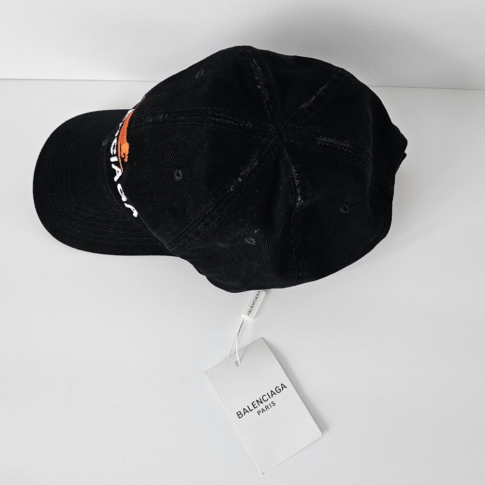 Black and Orange graphic fitted baseball Cap - Picture 5 of 11